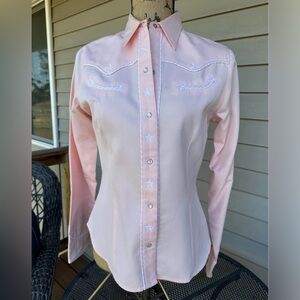 Ladies Small Roper Pink Western Shirt